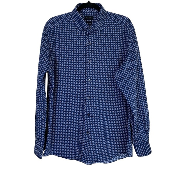 Ermenegildo Zegna Other - Ermenegildo Zegna Centoquaranta Geometric Novelty Print Button Up Shirt XL